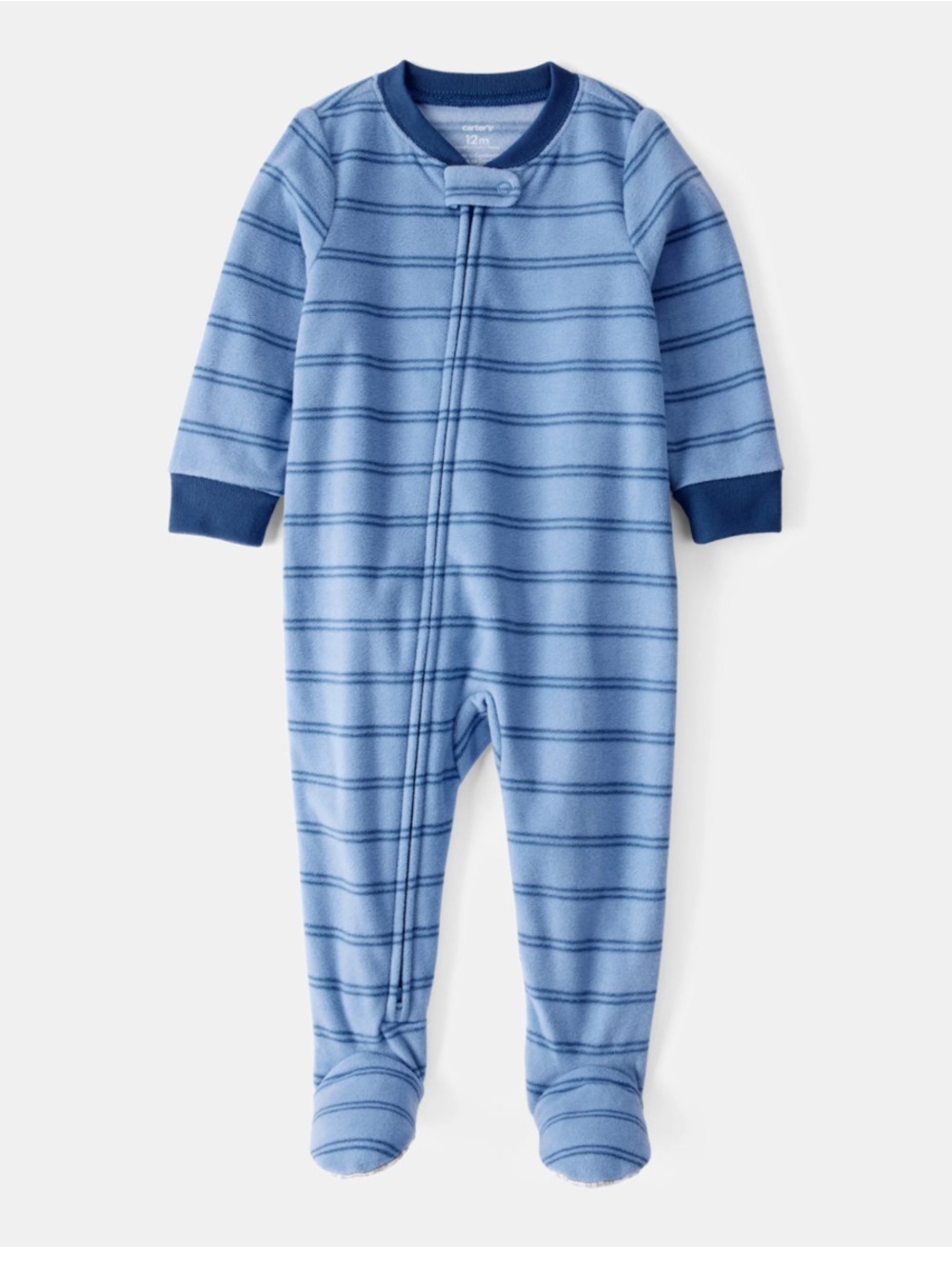 Carter’s Blue Striped Fleece One-Piece footed Pajamas size 4T